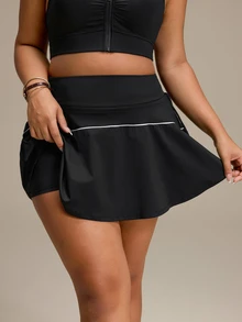 Rhythm Era Women's Plus Size Colorblock Casual Daily Travel Sports Skort - Black - View 12