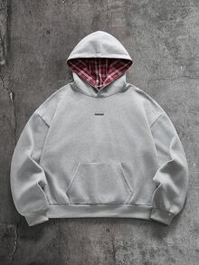 AXEPEAK American Style Deconstructed Curved Split Casual Hoodie, Vintage Y2K Baggy Streetwear, For Holiday - Grey - View 6