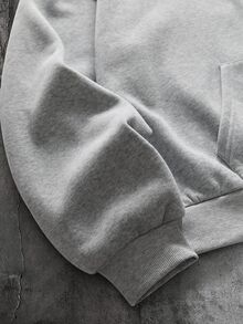 AXEPEAK American Style Deconstructed Curved Split Casual Hoodie, Vintage Y2K Baggy Streetwear, For Holiday - Grey - View 4