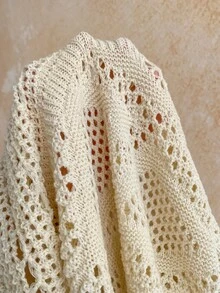 Soleia Women's Plus Size Apricot Halter Neck Jacquard Tassel Knit Mini Dress - Apricot - View 7