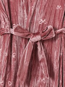 SHEIN Women's Burgundy Elegant Velvet Long Robe, Comfortable Sleepwear, Fall, Winter - Burgundy - View 4