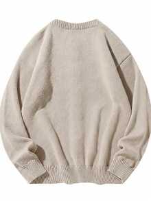 Claim Dot Men's Solid Color Long Sleeve Single-Breasted Casual Knit Cardigan Back-To-School Teachers' Day Graduation Office Light Blue Autumn - Dusty Pink - View 2