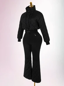 Amplova Women's Long Sleeve Ski Jacket & Pants Set, Padded Ski Suit Suitable For Snow Wear And Skiing Outfits - Black - View 7