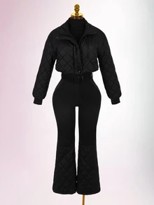 Amplova Women's Long Sleeve Ski Jacket & Pants Set, Padded Ski Suit Suitable For Snow Wear And Skiing Outfits - Black - View 13