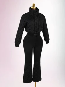 Amplova Women's Long Sleeve Ski Jacket & Pants Set, Padded Ski Suit Suitable For Snow Wear And Skiing Outfits - Black - View 12