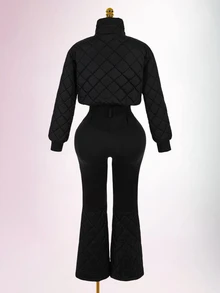 Amplova Women's Long Sleeve Ski Jacket & Pants Set, Padded Ski Suit Suitable For Snow Wear And Skiing Outfits - Black - View 5