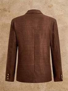 HIMLAND Men's Solid Color Vest, Long Sleeve Jacket And Pants Casual Suit Set Halloween Christmas Winter Party Autumn - Brown - View 7