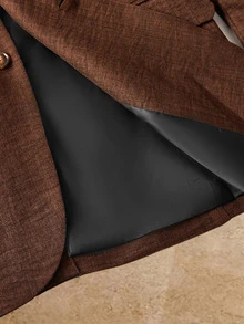 HIMLAND Men's Solid Color Vest, Long Sleeve Jacket And Pants Casual Suit Set Halloween Christmas Winter Party Autumn - Brown - View 17