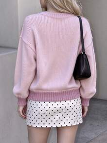 TaskSense Women's Casual Dusty Mauve Long Sleeve Crew Neck Pullover Sweater Fall Everyday Date Valentine's Day Autumn - Pink - View 2