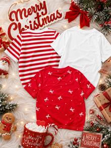3PCS Young Girls T-Shirts Young Girl Young Girl Young Girl Young Girl Young Girl - Multicolor - View 2