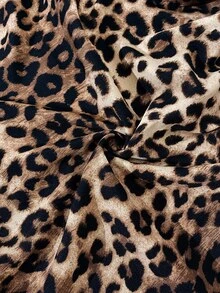 Rometta Plus Size Women Leopard Print Front Tie Casual Strap Midi Dress For Summer - Multicolor - View 10