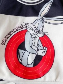 LOONEY TUNES X SHEIN سويت شيرت للأطفال الرضع برقبة دائرية، مناسب للارتداء اليومي، مناسب لفصلي الخريف والشتاء - متعدد الألوان - مشاهدة 6