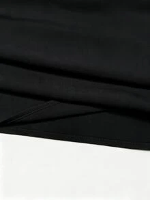Elenzga Black Plus Size Casual Smart Chic Elegant Pleated Design Short Sleeve Blouse Spring Summer Autumn Night Party Office Going Out Brunch Formal Date - Black - View 3