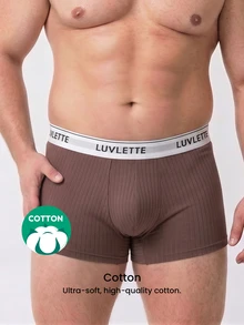 LUVLETTE Plus 3-Pack Cotton Mid Rise Printed Letter Webbing Men's Boxer Briefs - Multicolor - View 9