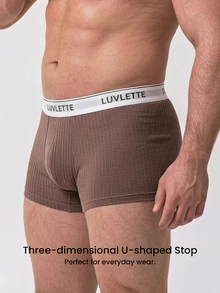 LUVLETTE Plus 3-Pack Cotton Mid Rise Printed Letter Webbing Men's Boxer Briefs - Multicolor - View 10