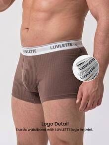LUVLETTE Plus 3-Pack Cotton Mid Rise Printed Letter Webbing Men's Boxer Briefs - Multicolor - View 3