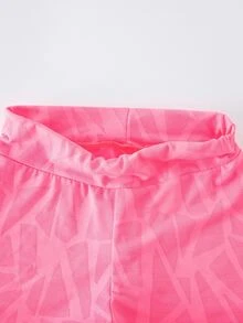 Girls 2pcs Soft Mesh Knit Backless Sleeveless Top High Waist Elastic Tight Shorts Set, Suitable For Workout Sports, Summer Gym Pink Y2k Athletic Baggy - Hot Pink - View 5