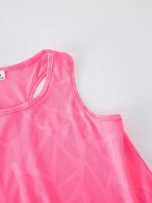 Girls 2pcs Soft Mesh Knit Backless Sleeveless Top High Waist Elastic Tight Shorts Set, Suitable For Workout Sports, Summer Gym Pink Y2k Athletic Baggy - Hot Pink - View 4