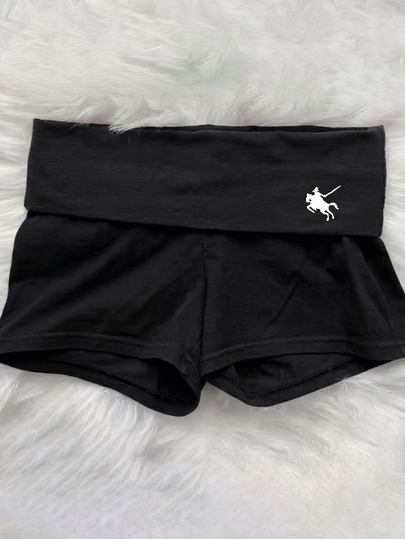 SHEIN شورت ليقنز قصير مطبوع بخصر مطوي للفتيات المراهقات، كاجوال صيفي متعدد الاستخدامات، مناسب للياقة البدنية والرياضة واليوجا والاستخدام اليومي، للعودة إلى المدرسة