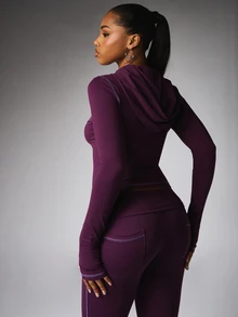 BABYPHAT SDBP1632 - ZIP UP HOODED TOP (REFERENCE BLOCK OF Sz25092850259342324 - Purple - View 2