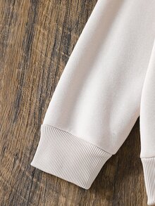 SHEIN 1pc Boys' Simple Fashion Letter Print Fleece Sweatshirt, Suitable For Fall, Campus, Back To School, Casual White Whiter Birthday - Apricot - View 5