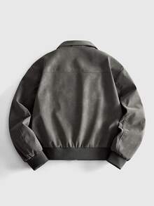 ROMWE MEN Herrjacka i streetwear-stil med strukturerad design, vida axlar och lös passform - Grå - Visa 3