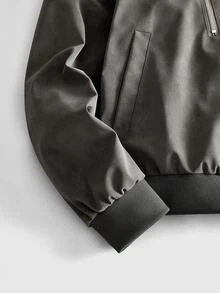 ROMWE MEN Herrjacka i streetwear-stil med strukturerad design, vida axlar och lös passform - Grå - Visa 5
