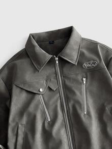 ROMWE MEN Herrjacka i streetwear-stil med strukturerad design, vida axlar och lös passform - Grå - Visa 2