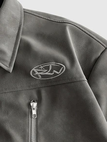 ROMWE MEN Herrjacka i streetwear-stil med strukturerad design, vida axlar och lös passform - Grå - Visa 4