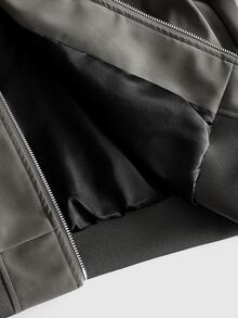 ROMWE MEN Herrjacka i streetwear-stil med strukturerad design, vida axlar och lös passform - Grå - Visa 7