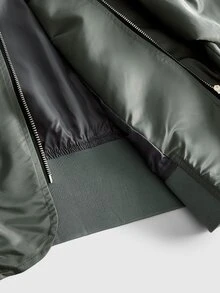 ROMWE MEN Men's Structural Functional Style Zip-Up Baseball Jacket - Olive Green - View 6
