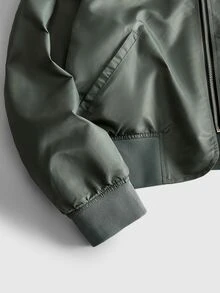 ROMWE MEN Men's Structural Functional Style Zip-Up Baseball Jacket - Olive Green - View 4