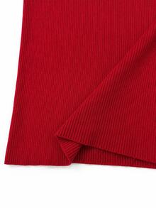 SHEIN Women's Autumn Thin Hollow Knit Top Slim Fit Elegant Solid Color Inner Layer Round Neck Sweater - Red - View 6