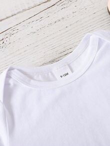 SHEIN Infant Boy Car Mechanic Print Romper, Round Neck Short Sleeve Car & Letter Bodysuit, White Summer Casual One-Piece - White - View 6