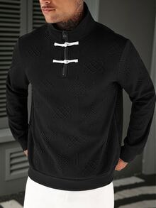 Manfinity Homme 男士休閒百搭日常穿著套頭運動衫 - 黑色 - 查看 5