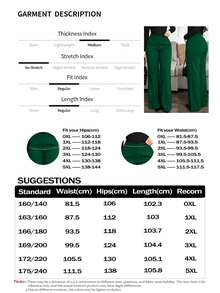 SHEIN LUNE Plus Size Women's Solid Color Casual Kawaii Elegant Versatile Daily Wide Leg Pants Fall Office Dark Green - Mint Green - View 8