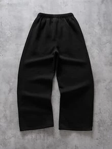 SHEIN 男童青少年休閒服飾 簡約時尚舒適學院風 街頭寬鬆版型 - 黑色 - 查看 3