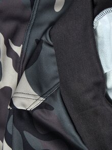 ROMWE MEN 男士迷彩印花長袖字母拼接連帽衛衣 - 軍綠色 - 查看 10