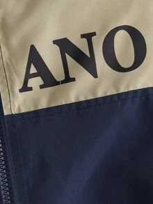 SHEIN 1pc Young Boy Sports Casual Baseball Jacket With Letter & Number Print, Long Sleeve, Suitable For Daily Wear, Sports, Spectating, 4-7 Years Old Boys, - Navy Blue - View 5