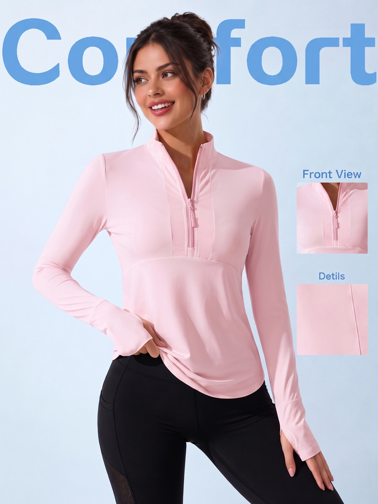 Sovereign Charm Sovereign Charm Comfortable Breathable Zip-Up Stand Collar Sports Jacket - Pink - View 1