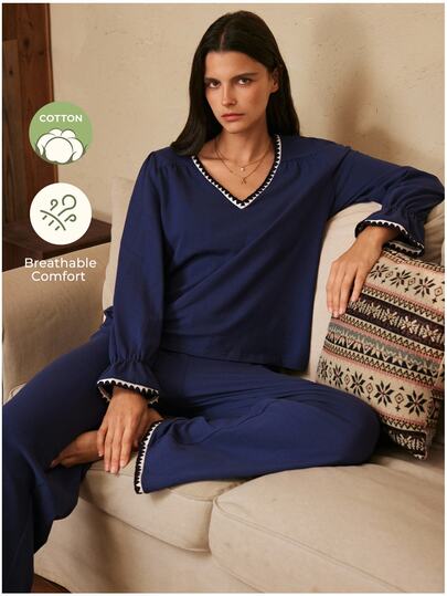 Lullawish Bohemian Style Women's Minimalist Cotton Pajama Set