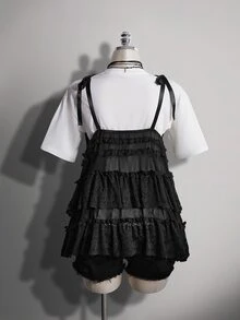 SHEIN ICON 大码女士性感黑色蕾丝衬衫 - 黑色 - 查看 6