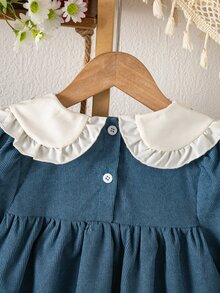 SHEIN 女童甜美刺繡彼得潘領荷葉邊洋裝 - 彩色 - 查看 4