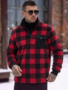 Manfinity CasualKnits Men's Plaid Casual Versatile Daily Wear Shirt - Red - View 1