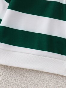 SHEIN Boys Casual Cowboy White Print Polo Collar Long Sleeve Sweatshirt, Collegiate Style Shirt, Cute Design Half-Button Top, Suitable For Fall, Birthday - Green - View 7