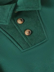 SHEIN Young Boy Brown Big Turn-Down Collar Sweatshirt, Gentleman Casual Elegant, Heavyweight Comfortable, School Outing Daily, Winter Autumn Spring - Green - View 5