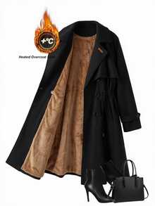 SHEIN Clasi Plus Size Women's Long Sleeve Lapel Cape Design Pleated Jacket, Fall Office Going Out Homewear Black Dressy Elegant Casual - Black - View 14