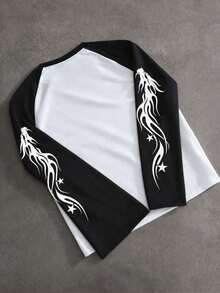Swayrox Men's Black And White Colorblock Long Sleeve T-Shirt, Standard Size - White - View 3