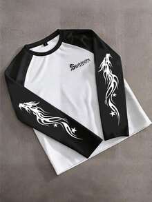 Swayrox Men's Black And White Colorblock Long Sleeve T-Shirt, Standard Size - White - View 1