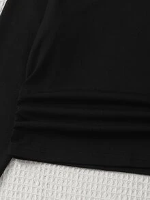 SHEIN Girls' Casual Slim Fit Long Sleeve T-Shirt And Elastic Waist Wide Leg Loose Pants 2 Pieces Set, Fall, Fall Tops, Fall Outfits, Autumn - Black - View 10